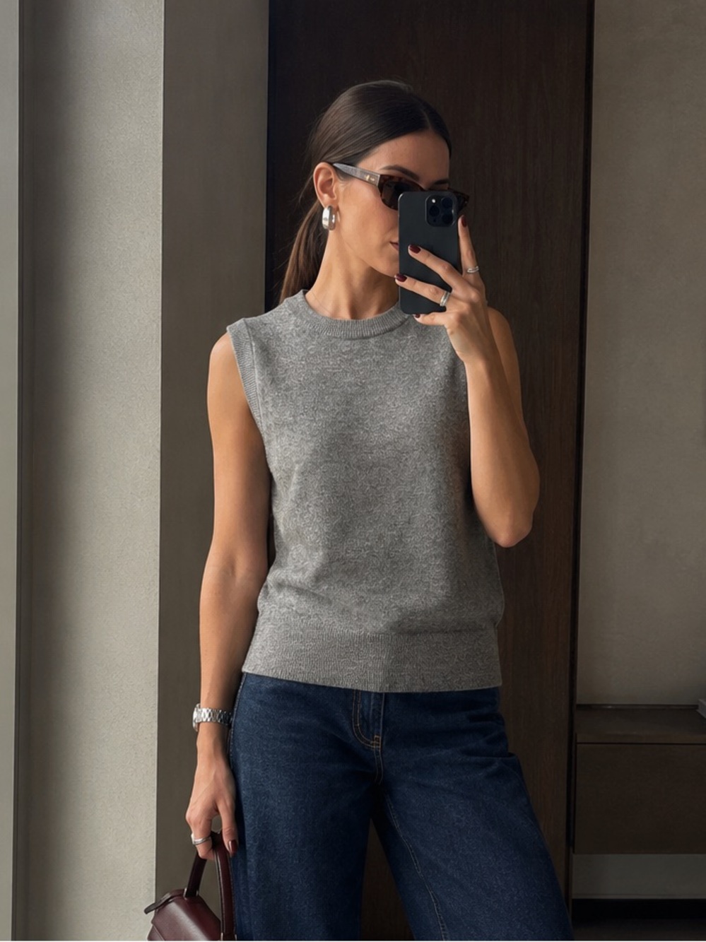 Theory Urban Cashmere Grey 100% Cashmere Sleeveless Sweater Vest Size P XS